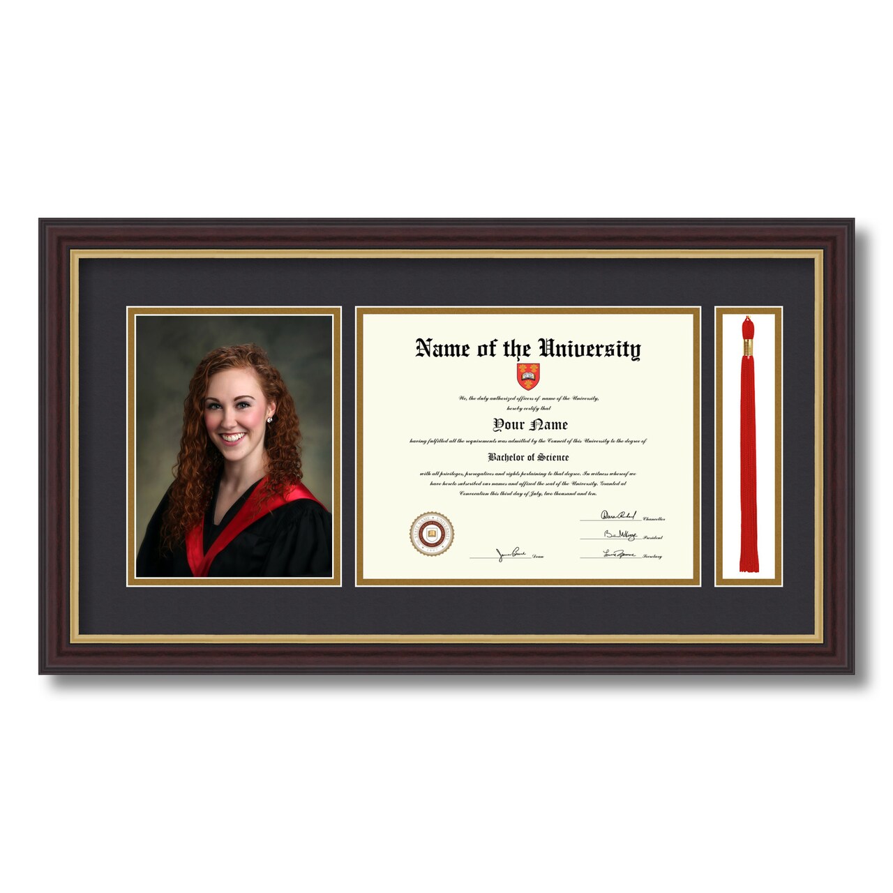 ArtToFrames 8x10 inch Diploma Frame with 6x8 Inch Image Opening and Tassel Opening - Framed with Black and Gold Mats, Comes with Regular Acrylic and Sawtooth Hanger for Wall Hanging (DIT-8x10)